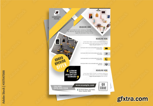 Flyer Layout with Gold and Gray Accents