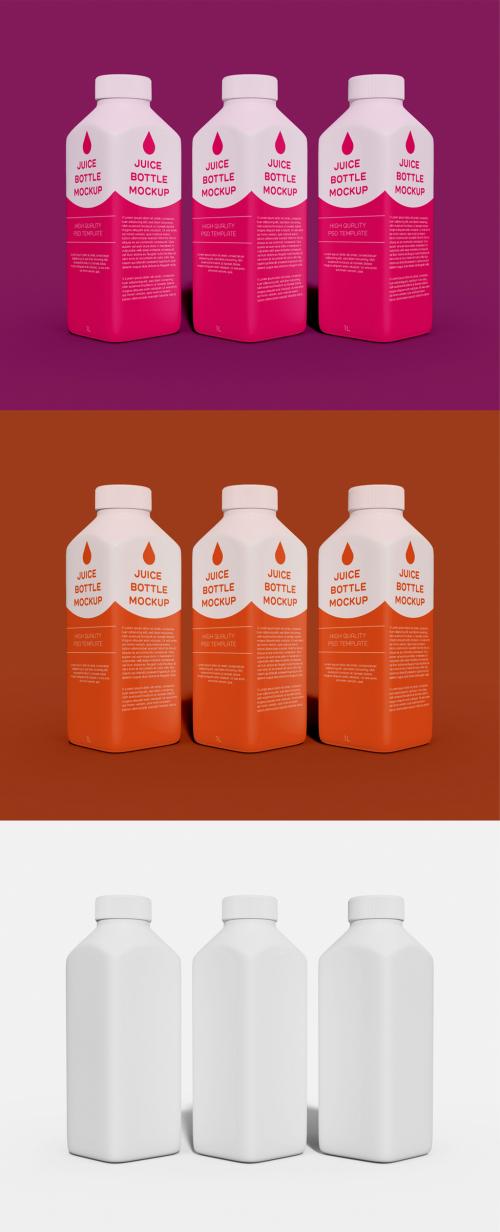 Three Fresh Juice Bottles Mockup