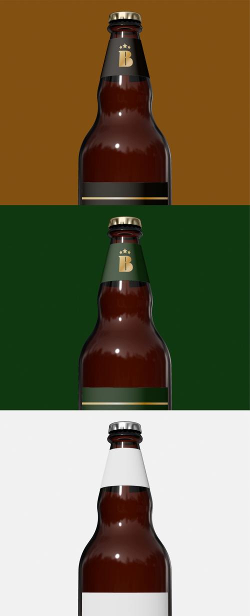 Front View of Isolated Beer Bottle Mockup