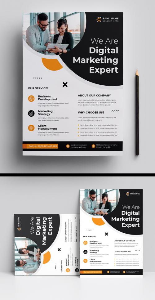 Business Flyer Layout with Colorful Accents