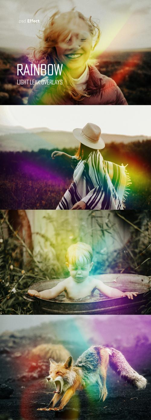 Rainbow Light Leak Overlays