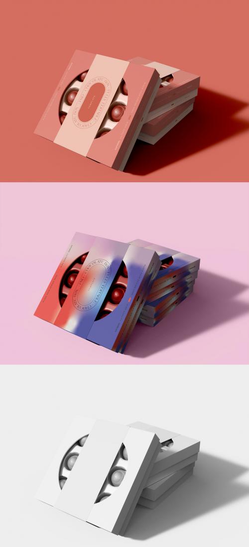 3D Stacked Sweet Boxes Mockup