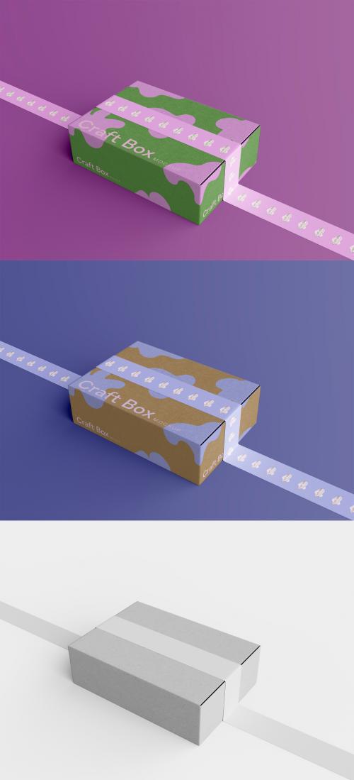 3D Delivery Box with Tape Mockup