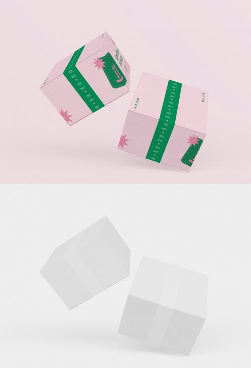 3D Kraft Boxes Packaging Mockup