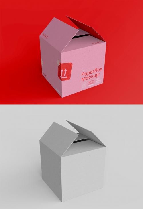 3D Open Cardboard Box Mockup