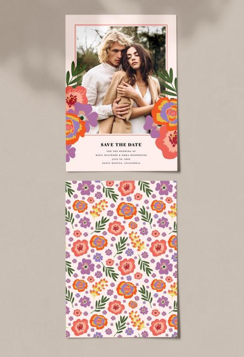 Save the Date Floral Template with Photo