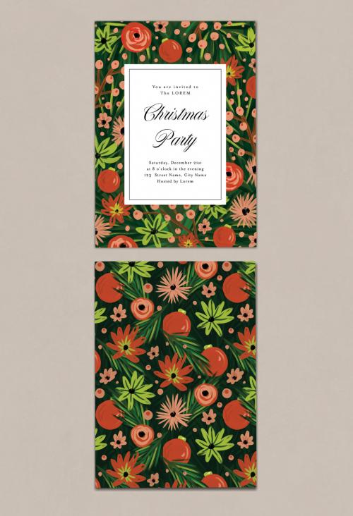 Floral Christmas Party Invitation Card