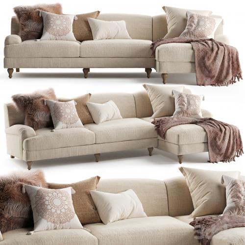 Rose Fabric Sofa Chaise