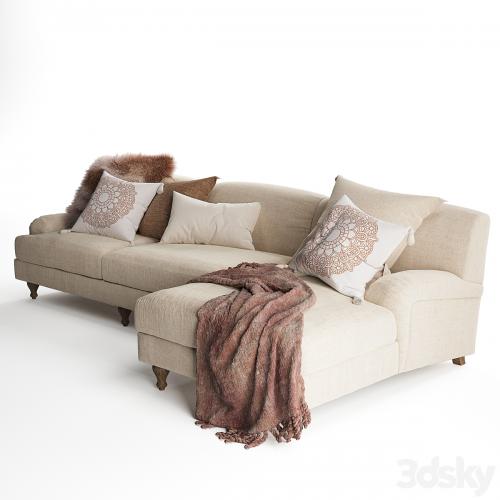 Rose Fabric Sofa Chaise