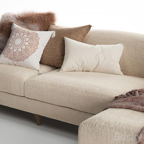 Rose Fabric Sofa Chaise