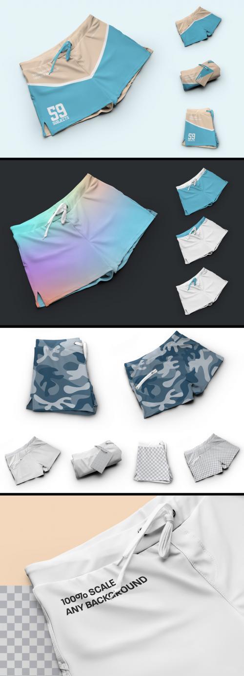 4 Mockups of Men's Trunks Shorts