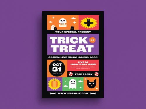 Colorful Trick or Treat Event Flyer Layout