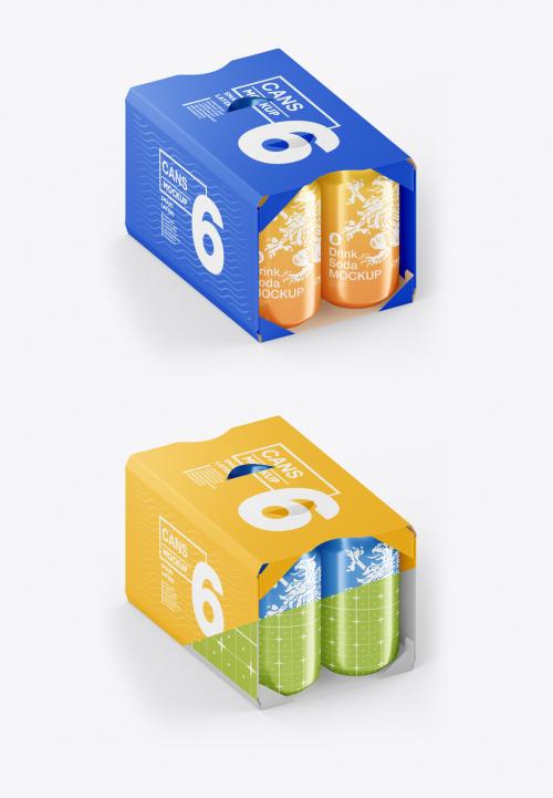 6 Cans Pack Mockup