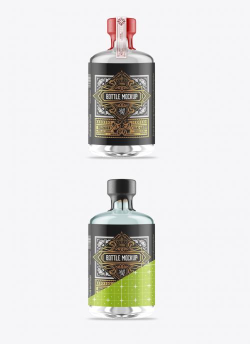 Clear Liquor Glass Bottle Mockup