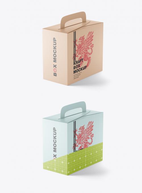 Kraft Paper Box with Handle Mockup