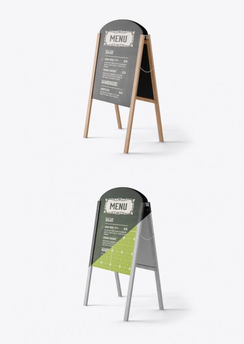 Wooden Restaurant Menu Board Mockup