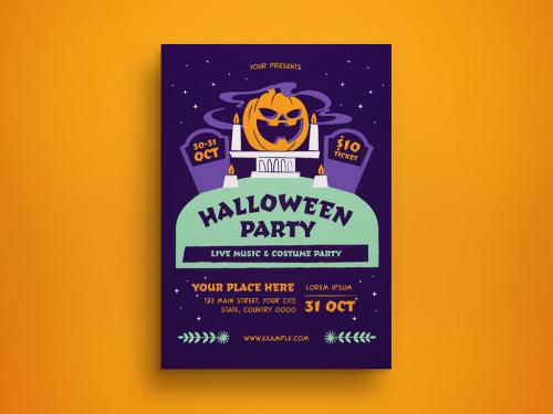 Purple Modern Halloween Party Flyer Layout