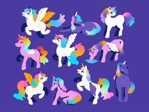 Purple Han Drawn Cute Unicorn Asset Illustration