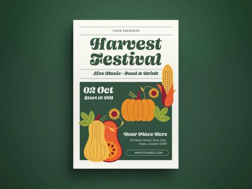 Green Minimalist Harvest Festival Flyer Layout