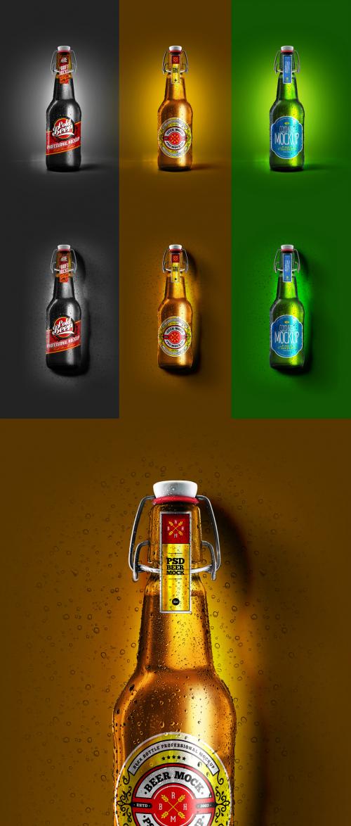 Beer Bottle Mockup 12 Oz, 33 Cl Cold Set