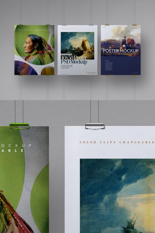 Poster Mockup 40 X 50 Hanging Clip