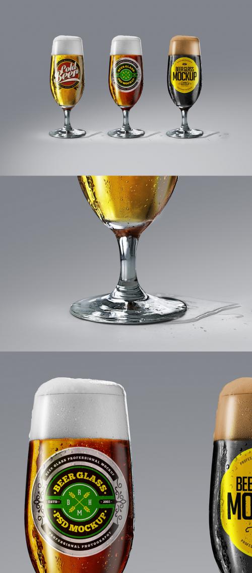 Beer Glass Mockup Tulip, Goblet, Cold Set