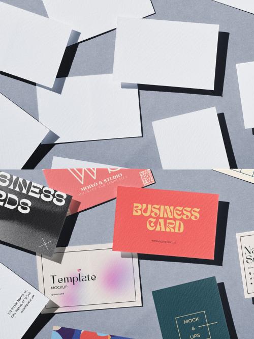 Business Card Scatter Mockup