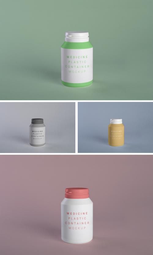 Editable White Opaque Drug Pill Plastic Container Bottle