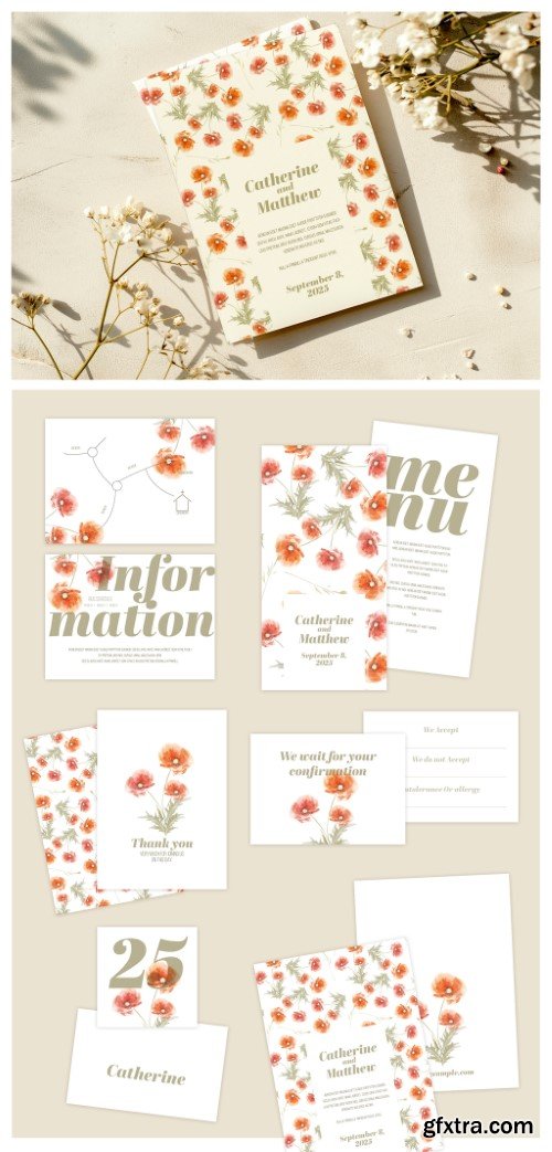 Stationery Wedding Poppy Red