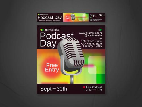 Colorful Podcast Event Web Banner Layout