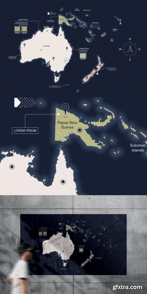 Australia & New Zealand Map Vector Layout