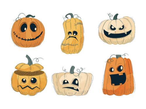 Halloween Pumpkin Jack O Lantern Character Illustrations