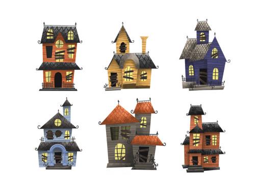 Haunted Houses Halloween Clipart