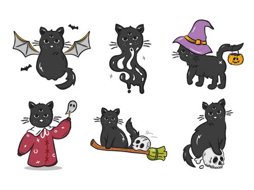 Black Cats in Halloween Outfits