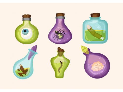 Magic Potion Spell Jars Halloween Witchcraft Illustrations