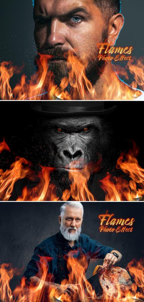 Fire and Flames Photo Effect Mockup