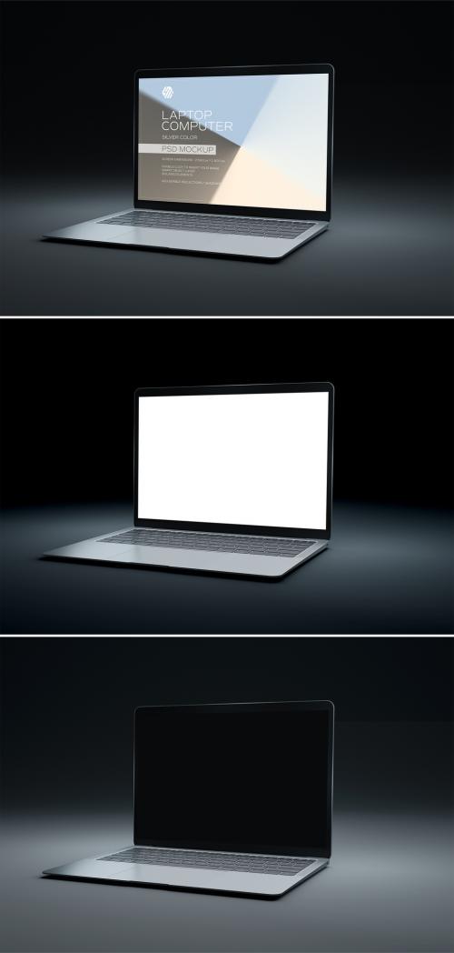 Laptop Computer Mockup Isolated on Black Background