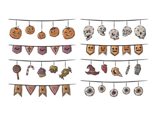 Halloween Bunting Decorations Clipart Vector Illustrations