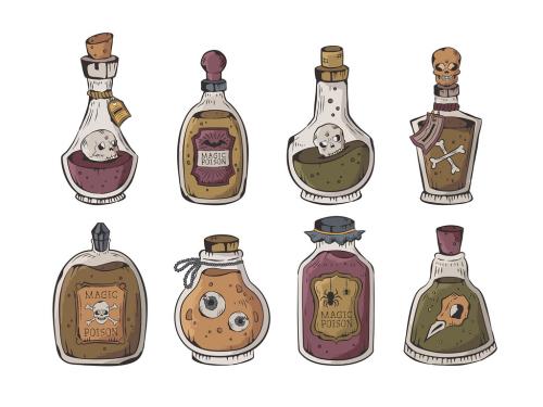 Witchcraft Potions Magic Spell Bottle Jars