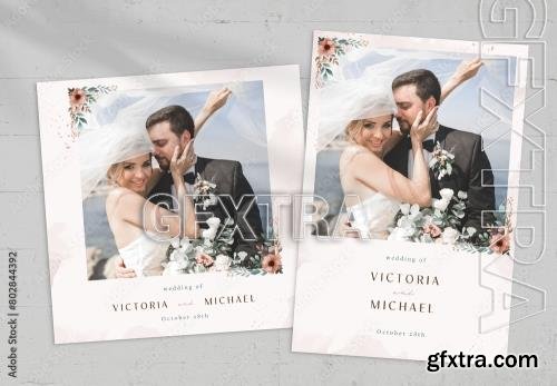 Earthy Boho Wedding Photo Card Layout 802844392