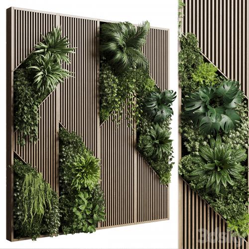 Vertical Wall Garden With Wooden frame - collection of houseplants indoor 41