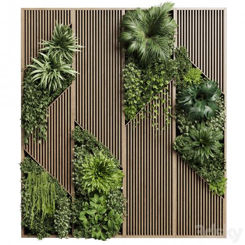 Vertical Wall Garden With Wooden frame - collection of houseplants indoor 41