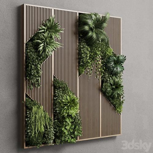 Vertical Wall Garden With Wooden frame - collection of houseplants indoor 41