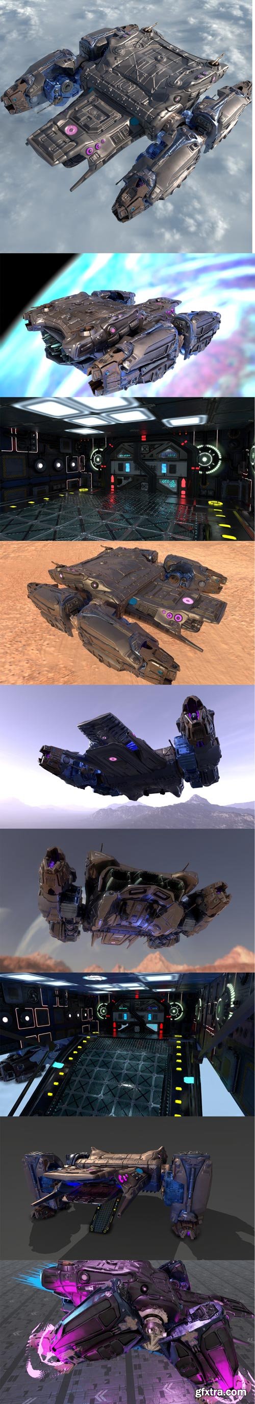 Battle Spaceship Essenor-Rigged 3D Models