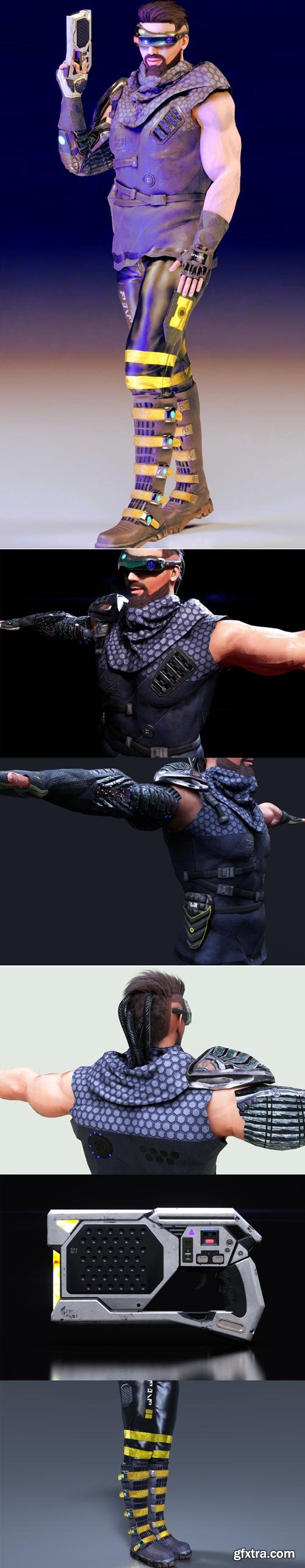 Sci Fi Cyberpunk Action Male 3D Character model Model