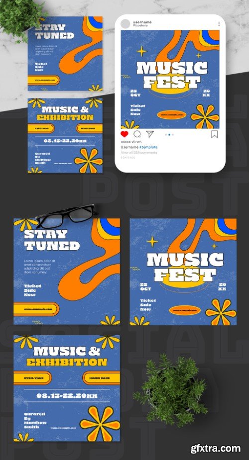 Blue and Yellow Music Event Social Media Post