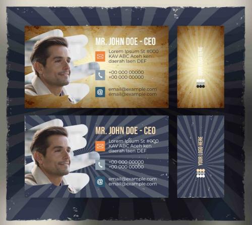 Business Card Layouts with Vintage Backgrounds