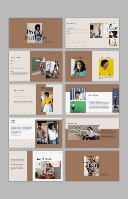 Portfolio Layout with Brown Accent