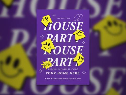 Retro House Party Flyer