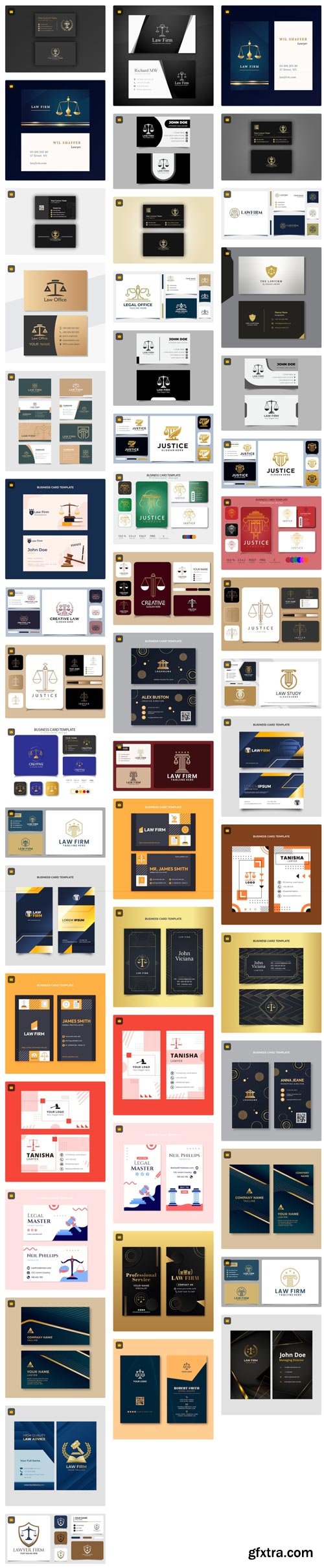 Premium Vector Collections - Law Business Cards - 110xEPS